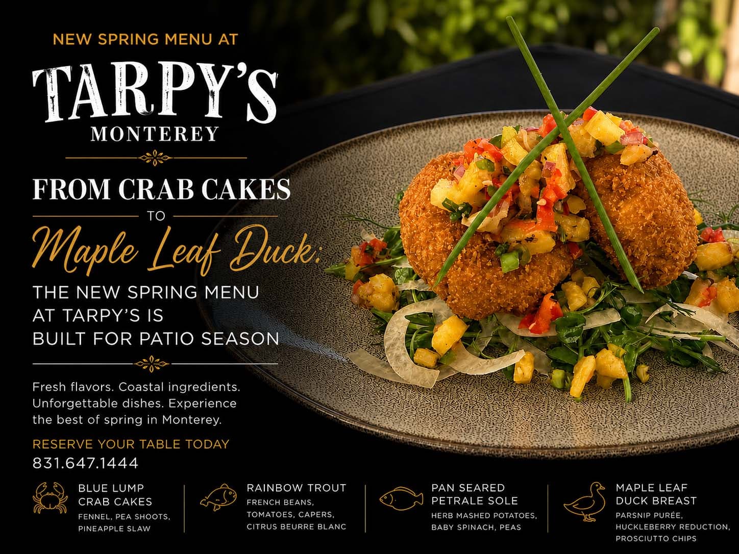 From Crab Cakes to Maple Leaf Duck: The New Spring Menu at Tarpy's Is Built for Patio Season