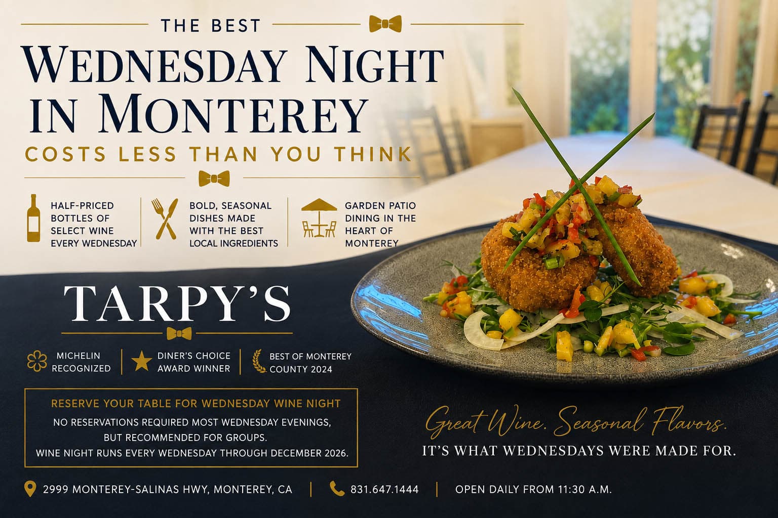 Half-Price Wine Night in Monterey | Every Wednesday at Tarpy's