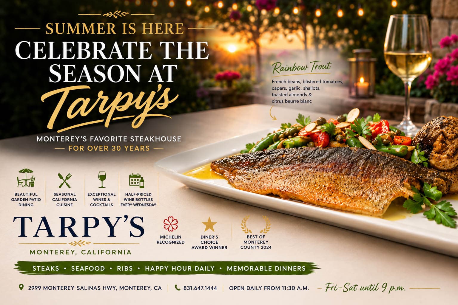 Summer Is Here — Celebrate the Season at Tarpy's in Monterey